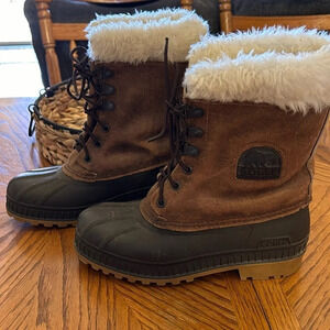 Sorel Kaufman Canada Women’s 5 Lined Waterproof, Duck Boot, two toned Brown